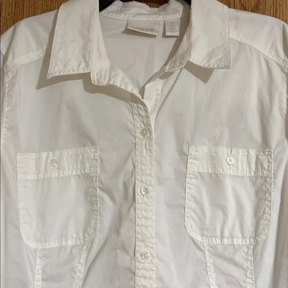 Chico's Cream Button-Up Blouse. - Picture 5 of 7